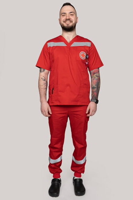 Брюки-джоггеры летние мужские Скорая помощь MedicLine цв. КРАСНЫЙ