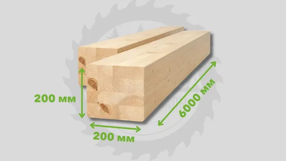 Клееный брус, хвоя, сорт АВ 200*200*6000