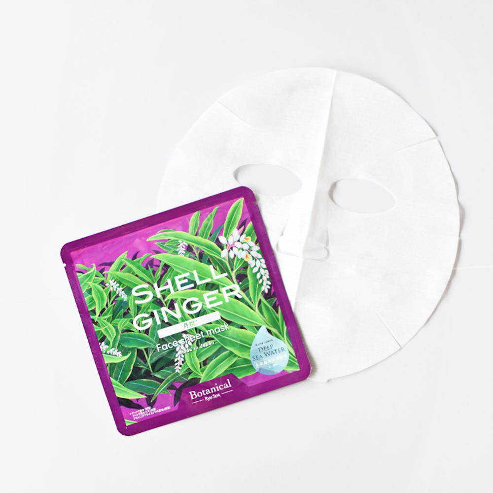 Тканевая маска с экстрактом Альпинии Церумбет Ryu Spa Botanical Shell Ginger Face Sheet Mask