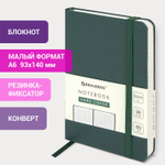Блокнот малый ФОРМАТ (93х140 мм) А6 BRAUBERG ULTRA балакрон 80 г/м2 96 л. клетка темно-зеленый (3 штуки в упаковке)