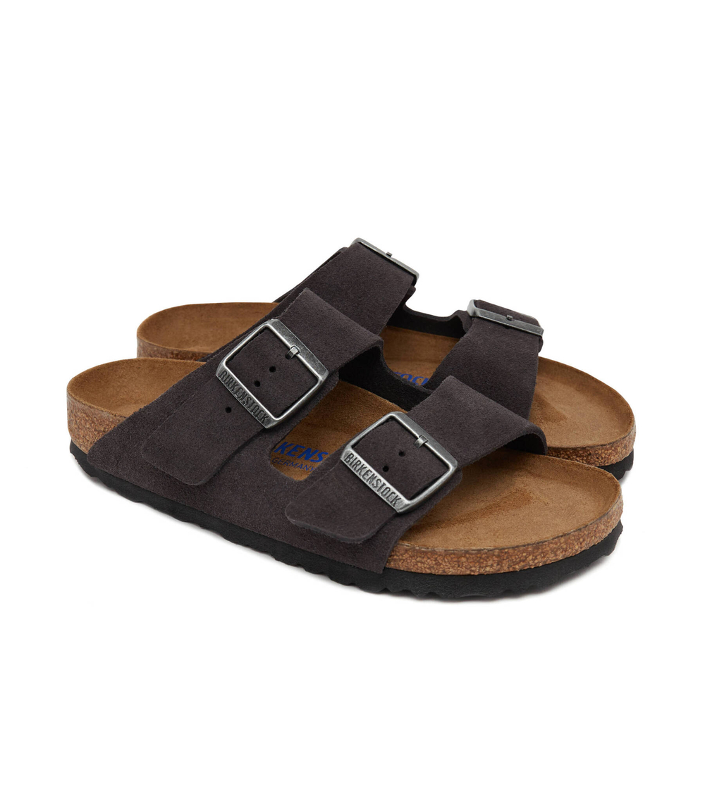 Кожаные шлепанцы arizona vl sfb velvet gray Birkenstock - коричневый(552323)
