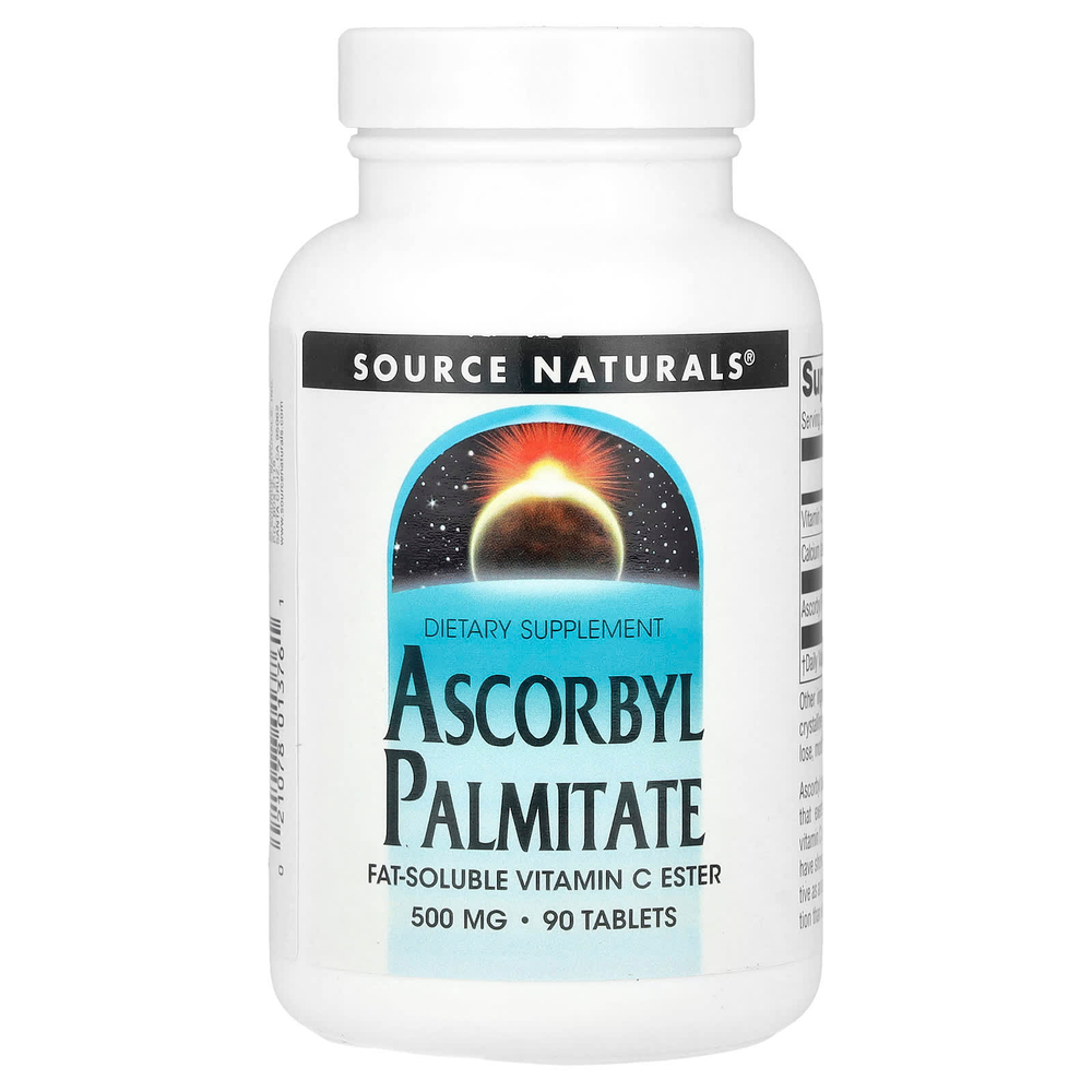 Source Naturals, аскорбил пальмитат, 500 мг, 90 таблеток