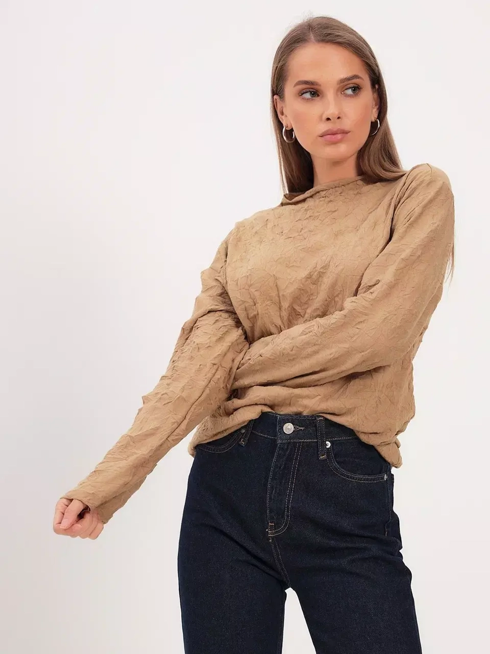 Лонгслив из итальянского трикотажа золотистый