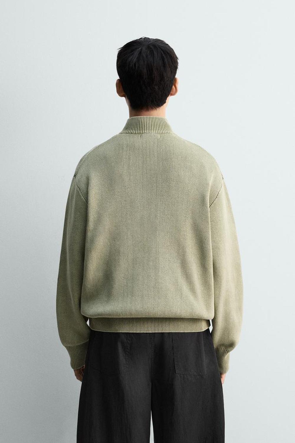 ZARA КАРДИГАН С ЭФФЕКТОМ ПОТЕРТОСТИ, ЗЕЛЕНЫЙ