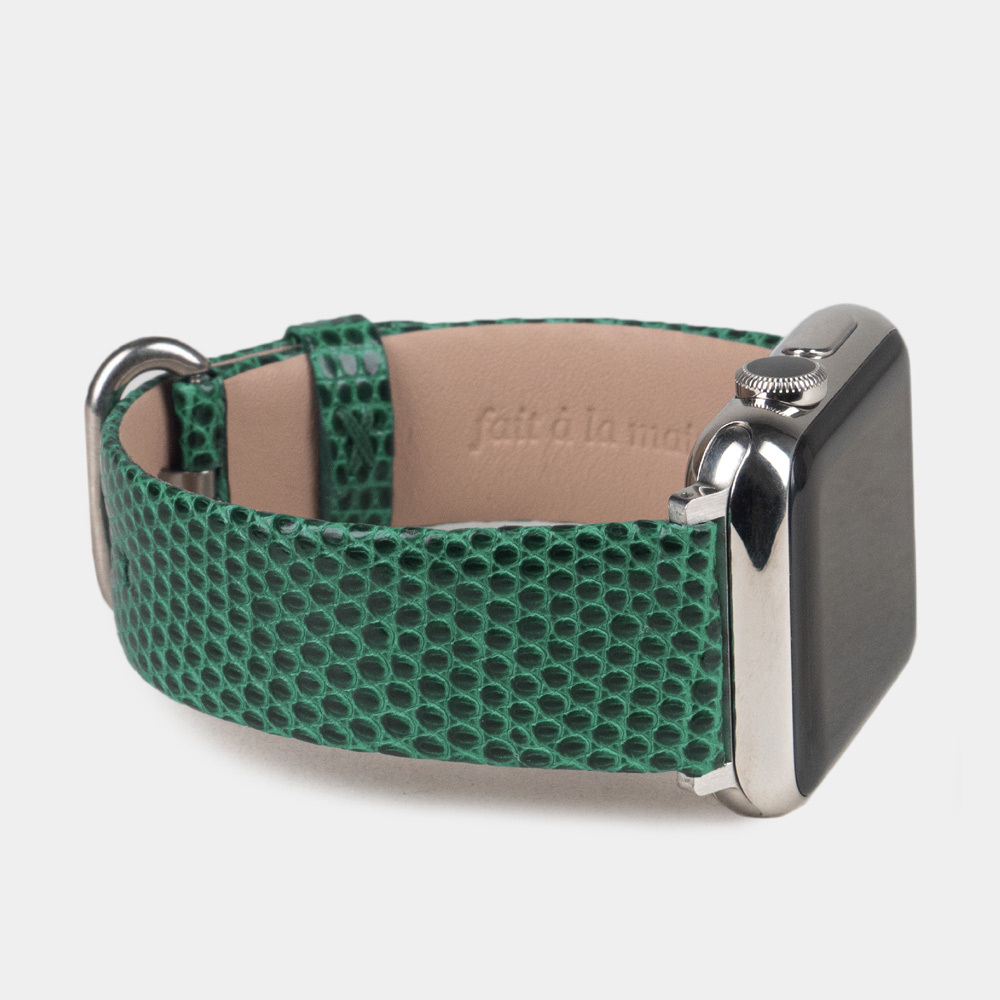 Ремешок для Apple Watch 40/41/42 mm из кожи ящерицы, зеленого цвета