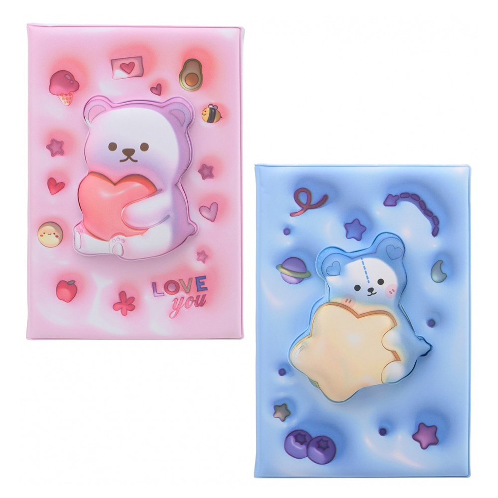 Блокнот Basir, формат А5, серия "Мишка", мягкая обложка, с игрушкой сквиш, 80 листов, размер 21*14 см