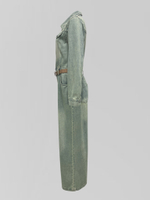 Джинсовый комбинезон Oy Oy 9035 винтажный с брюками-палаццо и с ремнем в комплекте на пуговицах