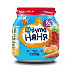 ПЮРЕ ФРУТОНЯНЯ ГОВЯДИНА ОВОЩИ 100ГР