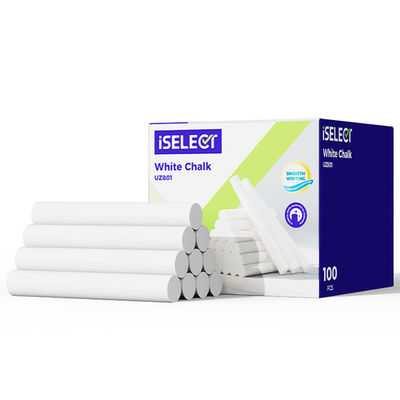 Мел школьный i Select, белый, 100 шт., средней твердости, круглый, картонная коробка