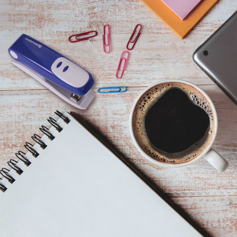 Степлер №24/6, 26/6 BRAUBERG "Germanium", до 20 листов, синий, ГАРАНТИЯ 5 ЛЕТ, 226577