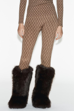 ZARA ТЕРМОЛЕГГИНСЫ С КОНТРАСТНЫМ УЗОРОМ SKI COLLECTION, ТАБАЧНЫЙ