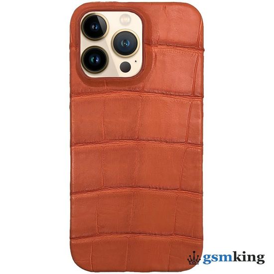 Leather Case for iPhone 13 Pro Croco Orange (Оранжевый крокодил)