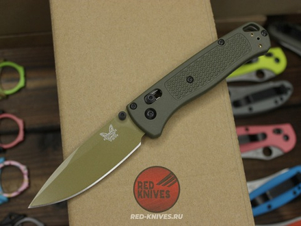 Нож Benchmade 535 Bugout Tactical Green А+++ - болотная рукоять, клинок бронза
