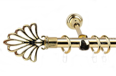 Карниз кованый для штор Модель d16 однорядный, цвет золото глянец