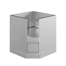 Тумба-основание угловая для овальных керамических грилей Primo XL и Oval 300 Family с выдвижным ящиком, нержавеющая сталь, 90x112х99 см, Ontario, KuhniGrill