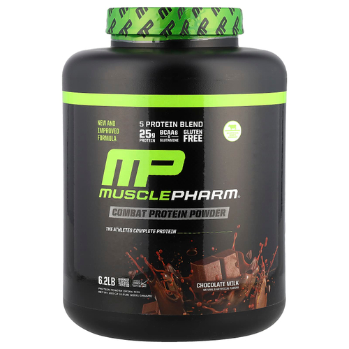 MusclePharm, Combat Protein, протеиновый порошок, со вкусом шоколадного молока, 2831 г (6,2 фунта)