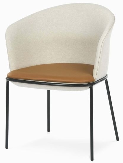 Стул Embrace с подлокотниками бежевая ткань и коричневая экокожа