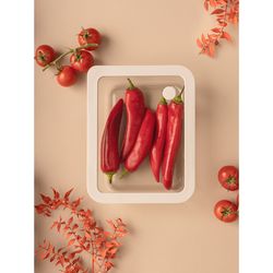 Контейнер для запекания и хранения с вакуумным эффектом Vacuum Glass, 1,4 л, молочный