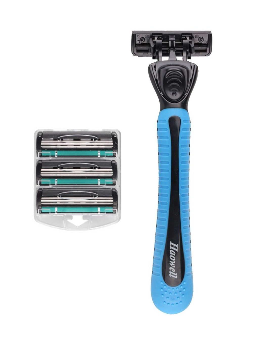 Бритва мужская , 16 многоразовых картриджей c 3 лезвиями HAOWELL плавающая головка, полоска Aloe+витамин E