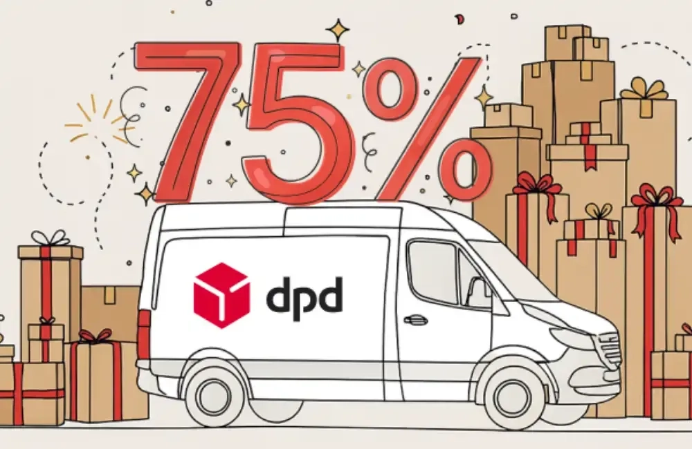 Скидка 75% на доставку службой DPD