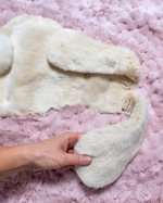 Вязаный детский плед из натурального меха рекс "Зайчик" 120х80 см (розовый)