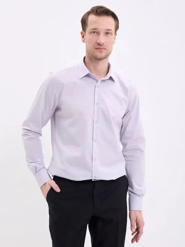 Рубашка на высокий рост LONG SLIM FIT с длинным рукавом, перламутровая