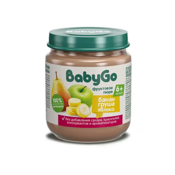 Пюре фруктовое Baby Go банан-груша-яблоко 100г с 6месяцев