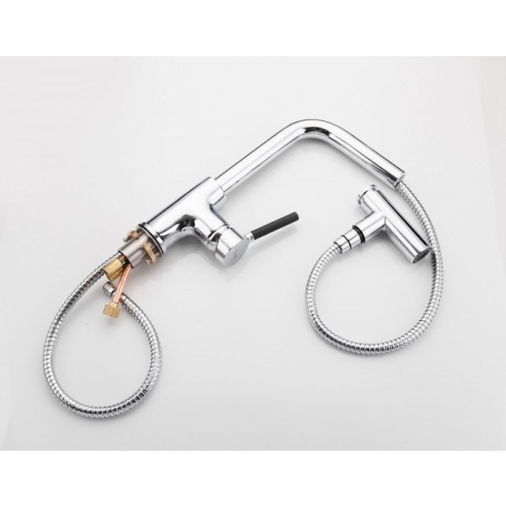 Смеситель для кухни, Frap, выдвиж излив, с картриджем, хром, F6044