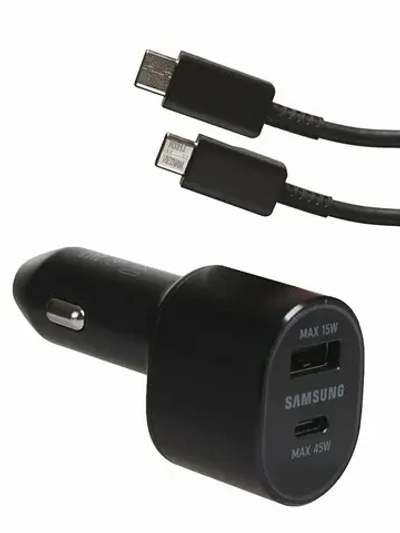 Автомобильное зарядное устройство USB 15W+Type-C 45W для Samsung с кабелем EP-L5300 3A черный