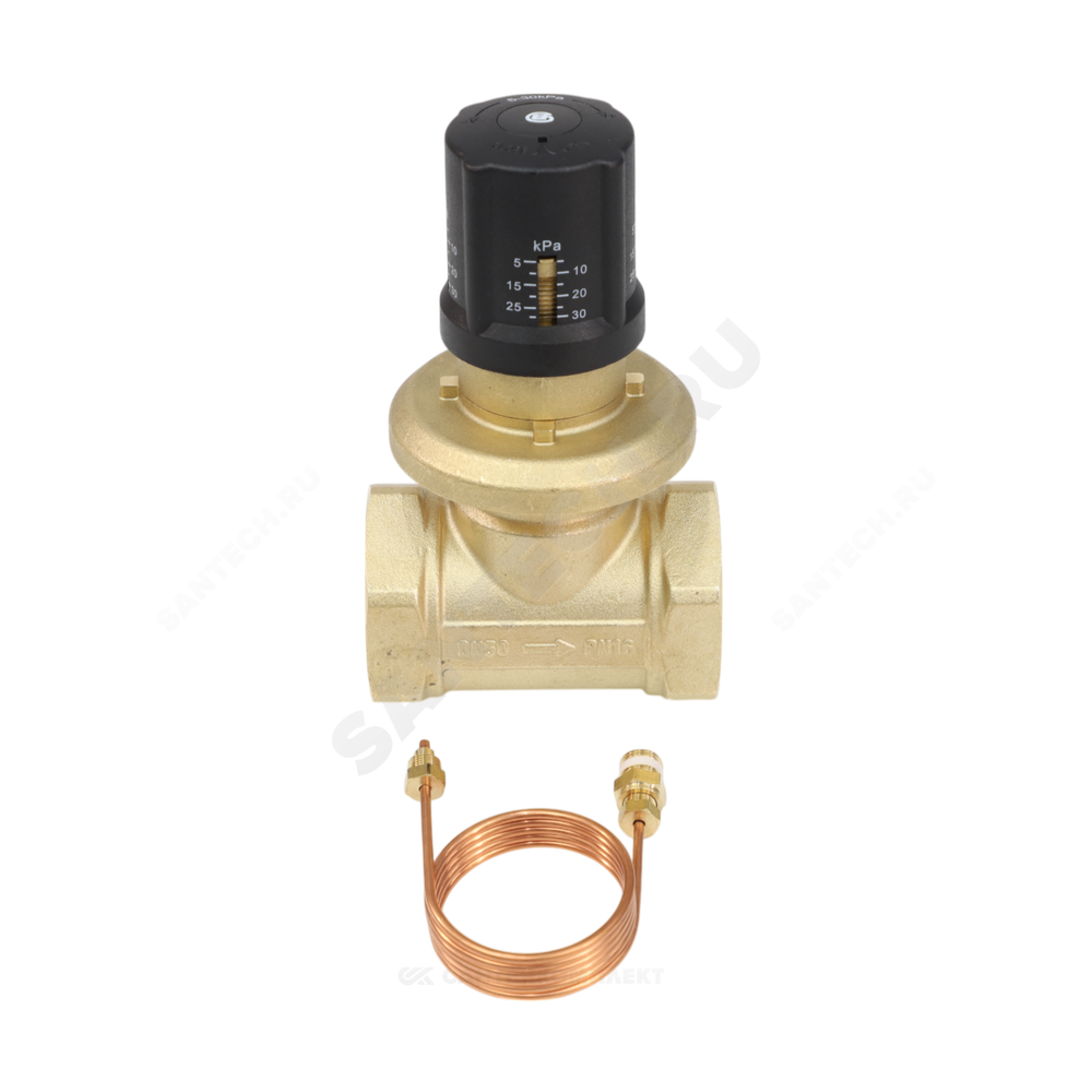 Клапан балансировочный автомат латунь 3380H Ду 15 G1/2" Ру16 Тмакс=120 оС ВР 5-30 кПа Kvs=1.16м3/ч без ниппелей Benarmo