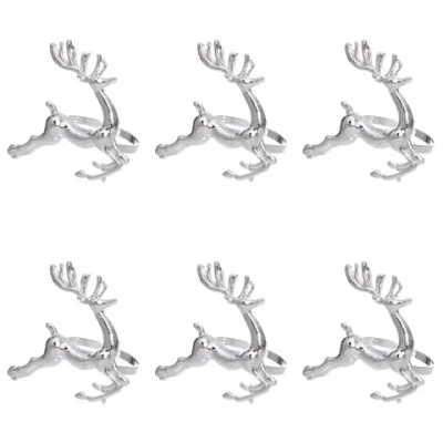 Набор колец для салфеток 6шт «Рождественский Олень» 4,5*6см, серебро