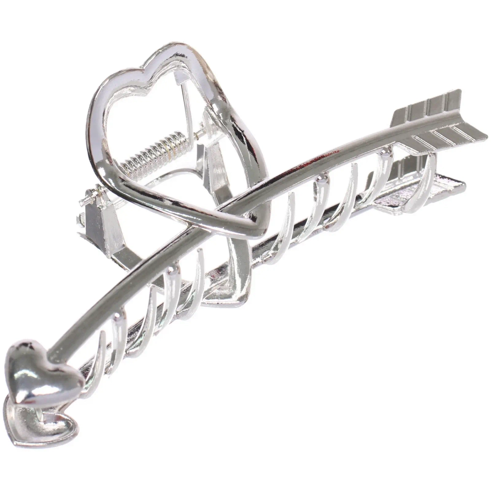 Заколка - краб для волос на блистере «ДЕ Палма», сердце, цвет золото и серебро, 11*3см (пакет с подвесом)