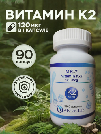 Alviko-lab MK-7 Vitamin K2 120 mcg 90 caps , Витамин К2