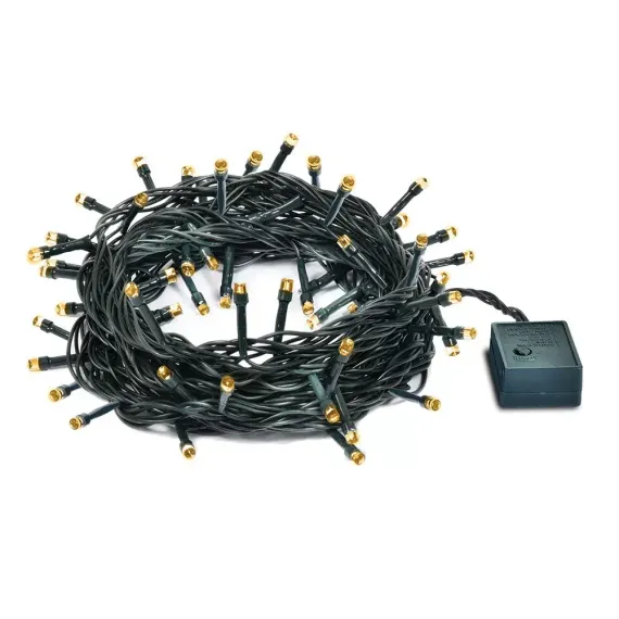 Светодиодная нить 300 теплых белых LED ламп, 30 м., 220В, 8 режимов, зеленый провод, Vegas (55071)