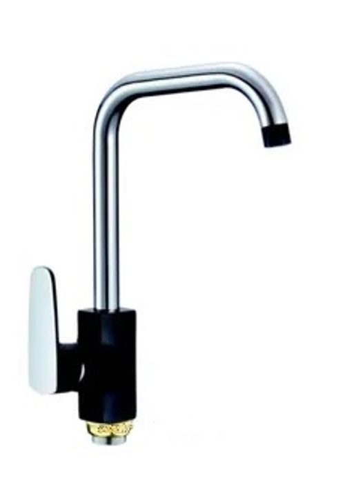 R0213F-1 Смеситель для кухни с гайкой. черный/хром, Д35мм