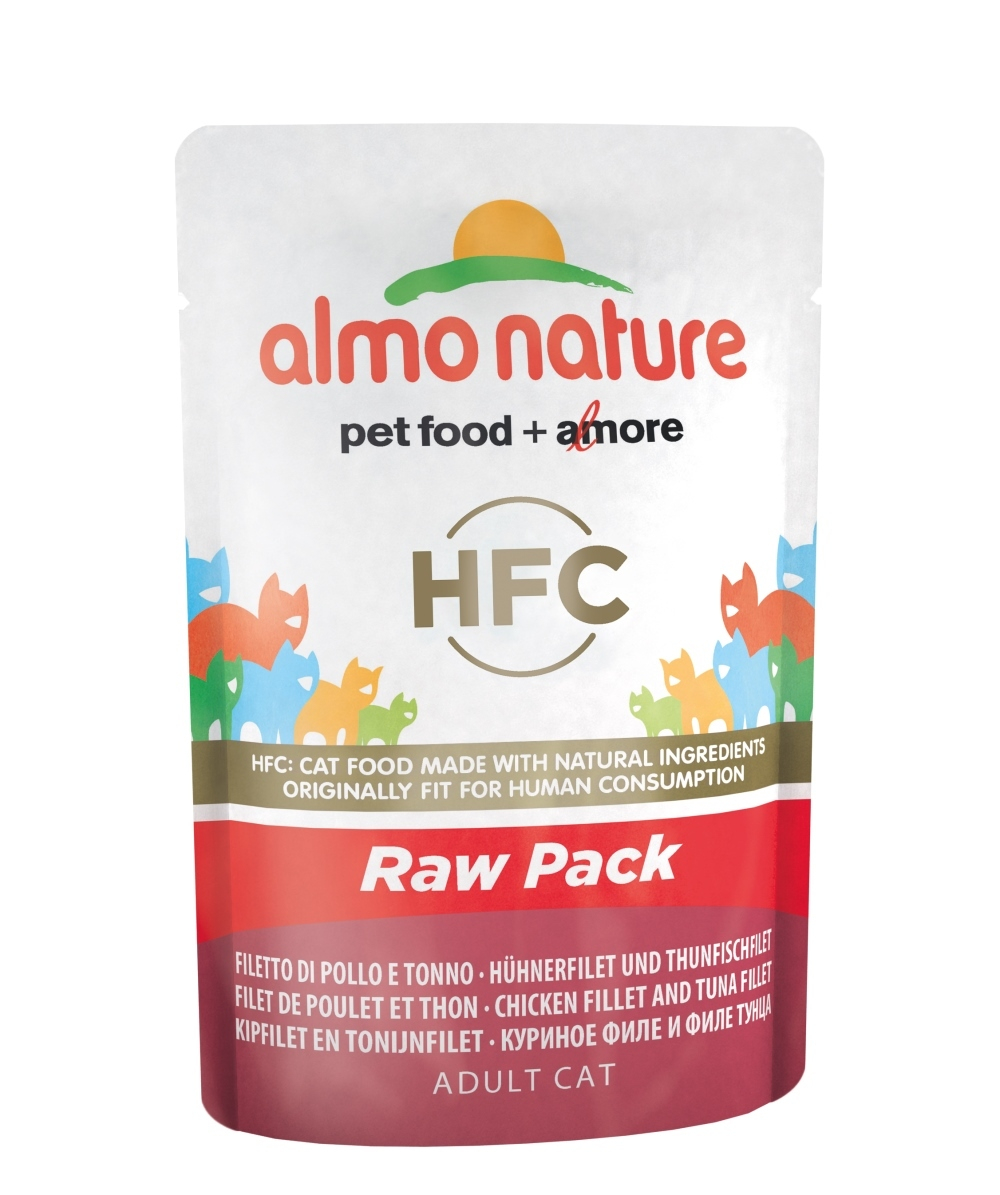 Almo Nature Паучи 75% мяса для Кошек "Филе Тунца с курицей" (Classic Raw Pack - Chicken and Tuna Fillets) 0,055 кг x 1 шт.