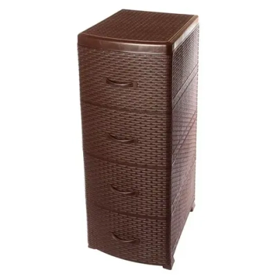 Комод 4 секции Ротанг без декора коричневый