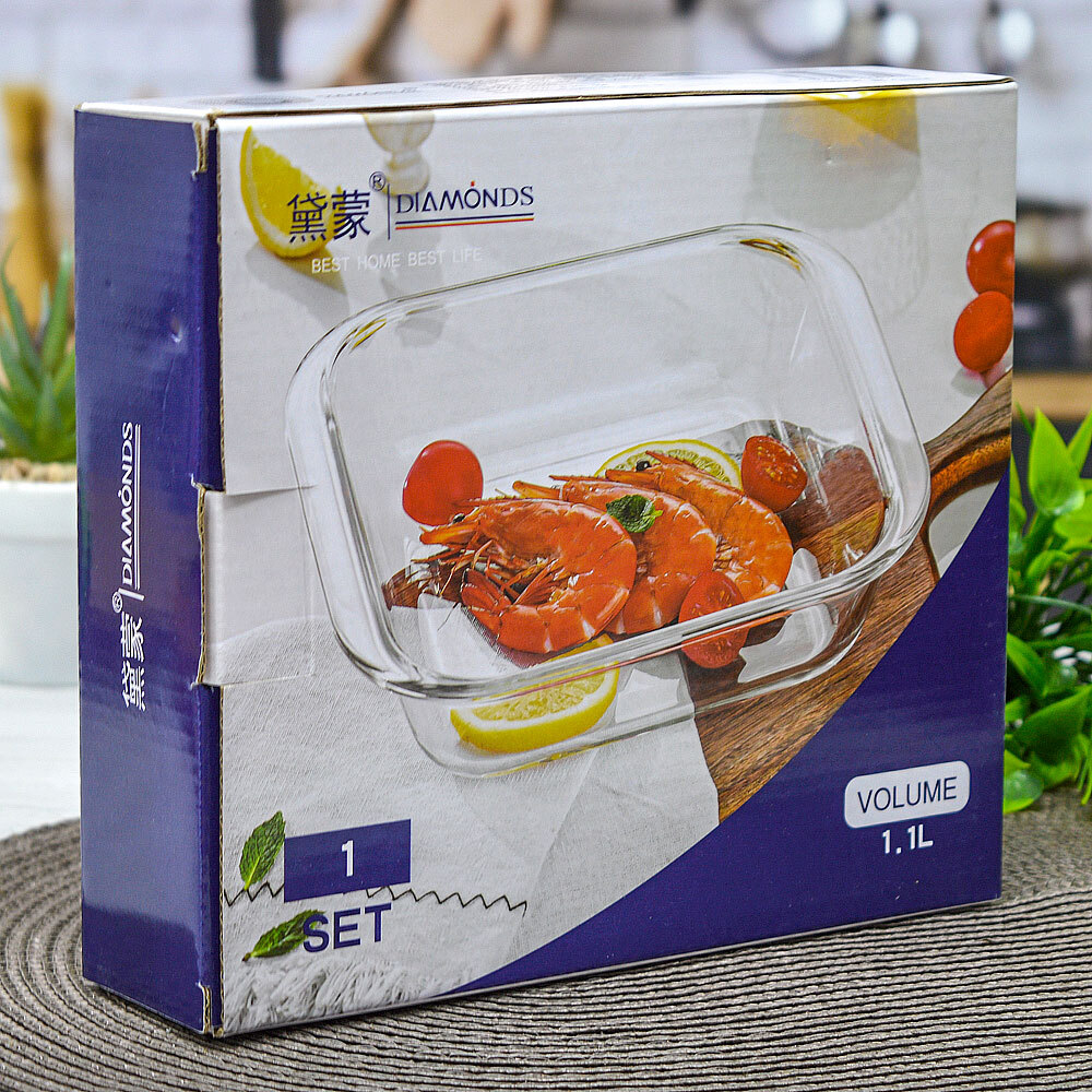 Форма для выпечки 1,1л 21*21см h5см, термостойкое стекло