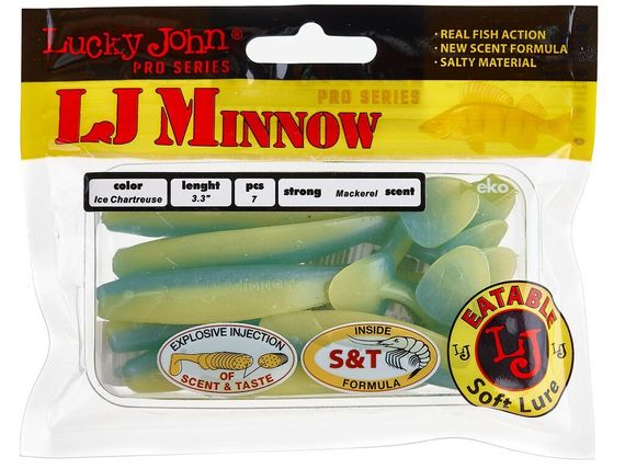 Виброхвосты съедобные LJ Pro Series MINNOW 3.3in (8,4 см), цв. T57, 7 шт.