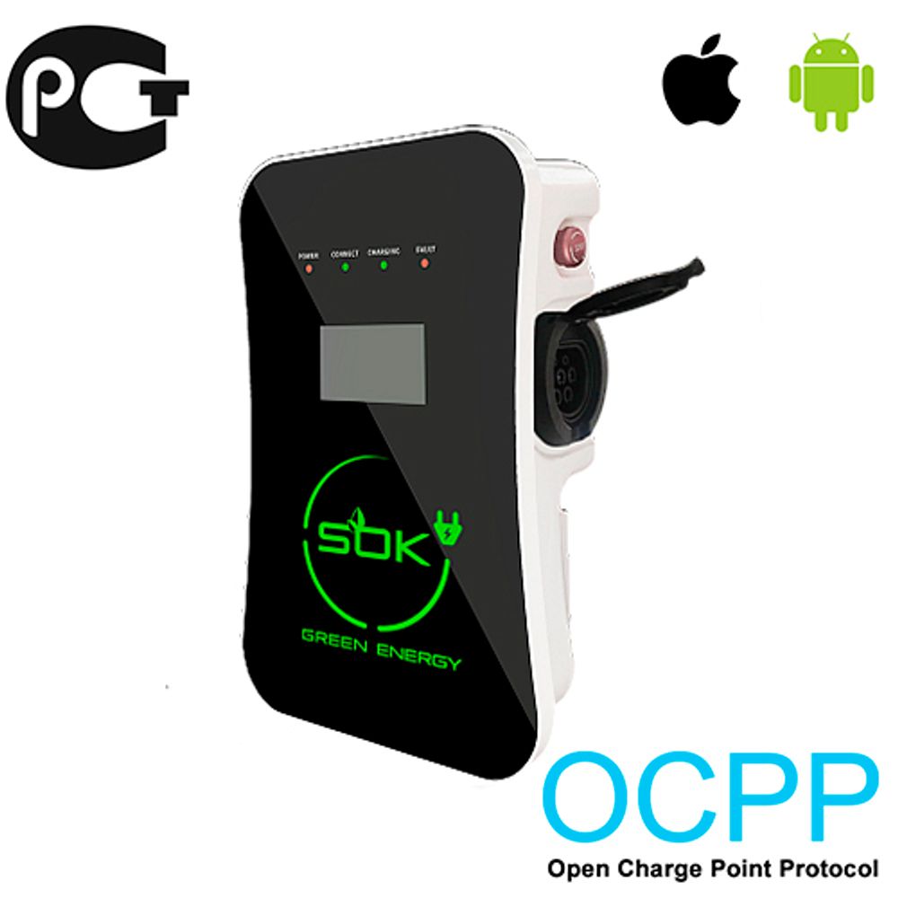 Зарядная станция S'OK Green Energy M3W Series Wallbox EV Charger, 1 фаза, 7 кВт, 32А/220В (SM3W10732542-0) - 2