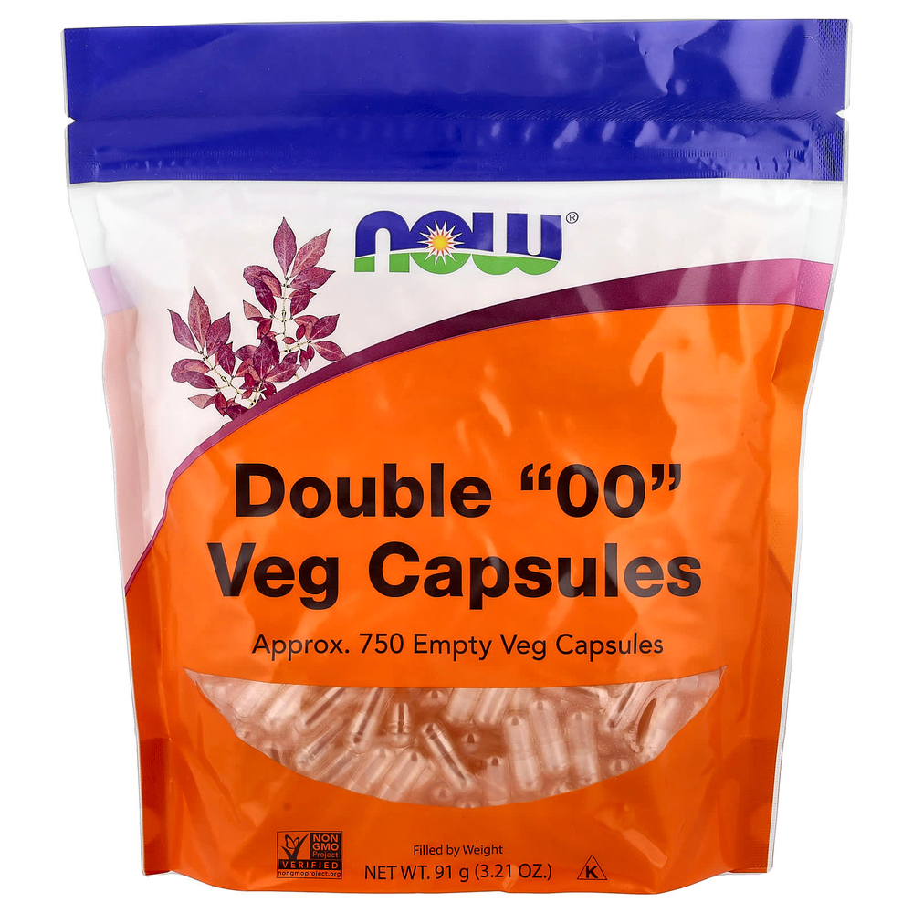 NOW Foods, Растительные двойные «00» капсулы, прибл. 750 пустых растительных капсул