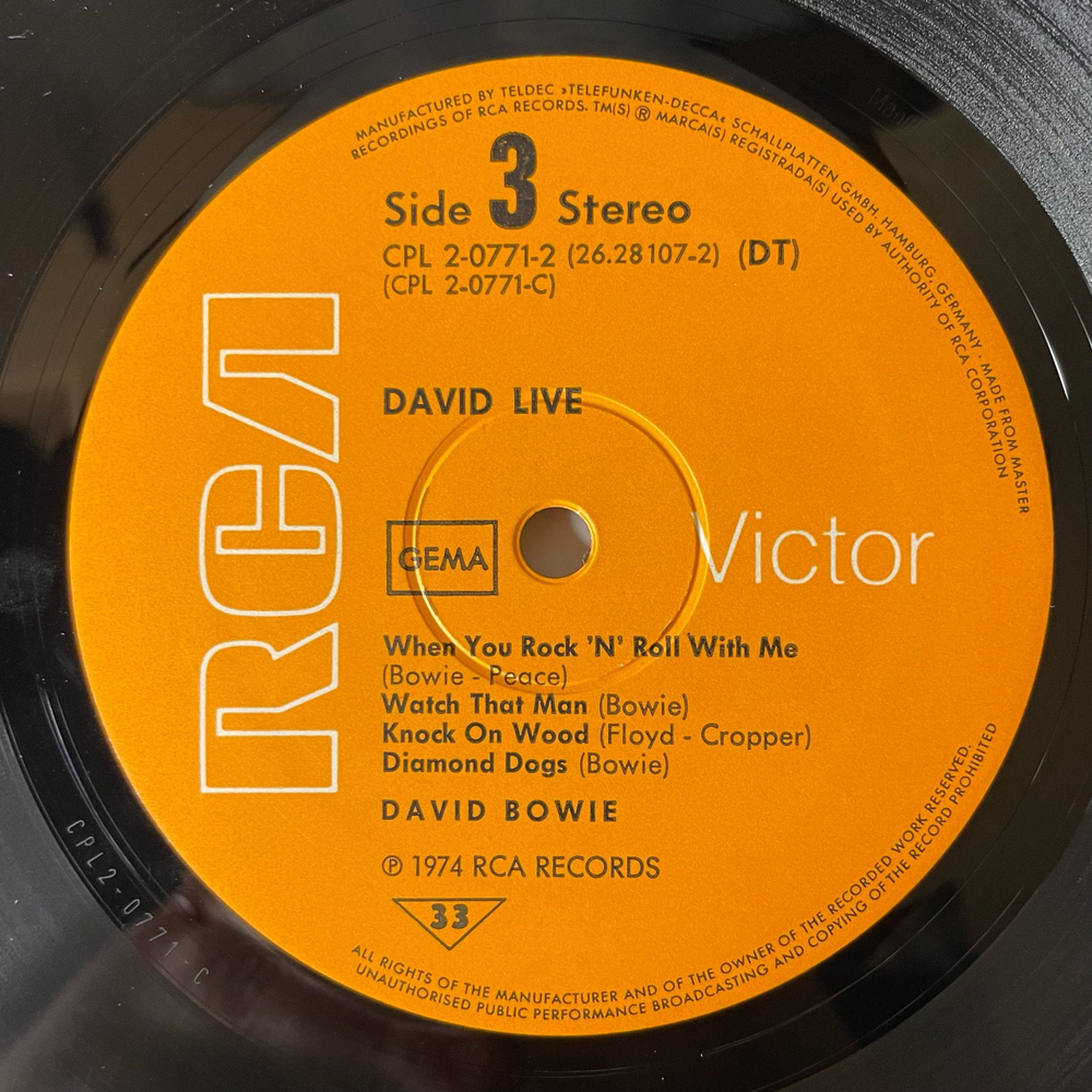 Винтажная виниловая пластинка LP David Bowie, David Live (Германия 1974)