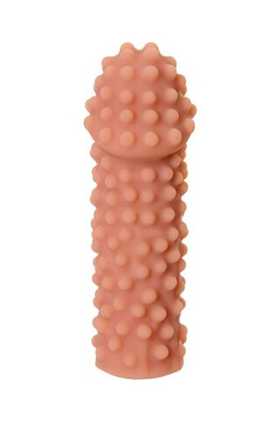 Телесная насадка на фаллос с бугорками Extreme Sleeve 010 S-size - 14,7 см. (Цвет: телесный)
