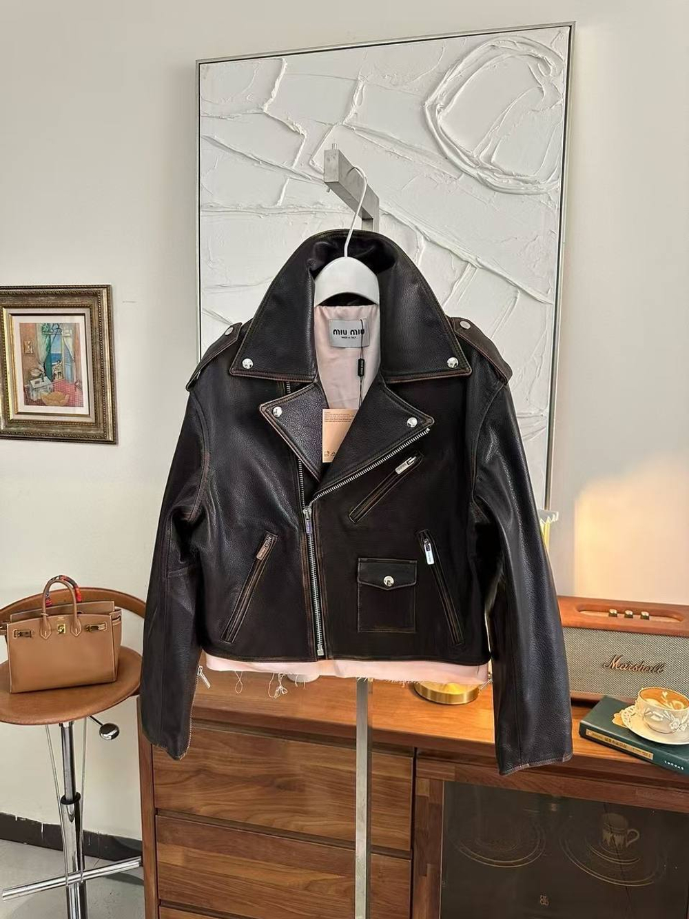 Кожаная куртка MIU MIU