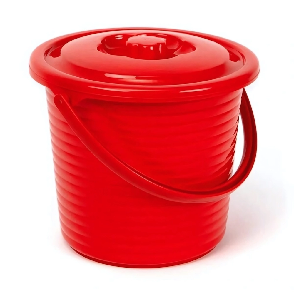 Ведро пищевое с крышкой рифленое RUNIS 9 л, пластик, красный