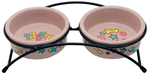 Triol миска для кошек керамическая двойная Лакомка 2х250 мл