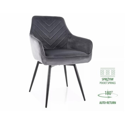 Стул SIGNAL SERVIO Velvet Bluvel 14 серый/черный, поворотный