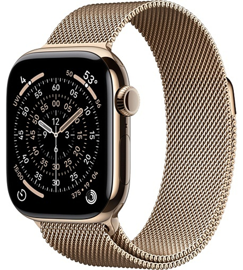 Apple Watch Series 11 42mm Gold Titanium Case with Milanese Loop Gold