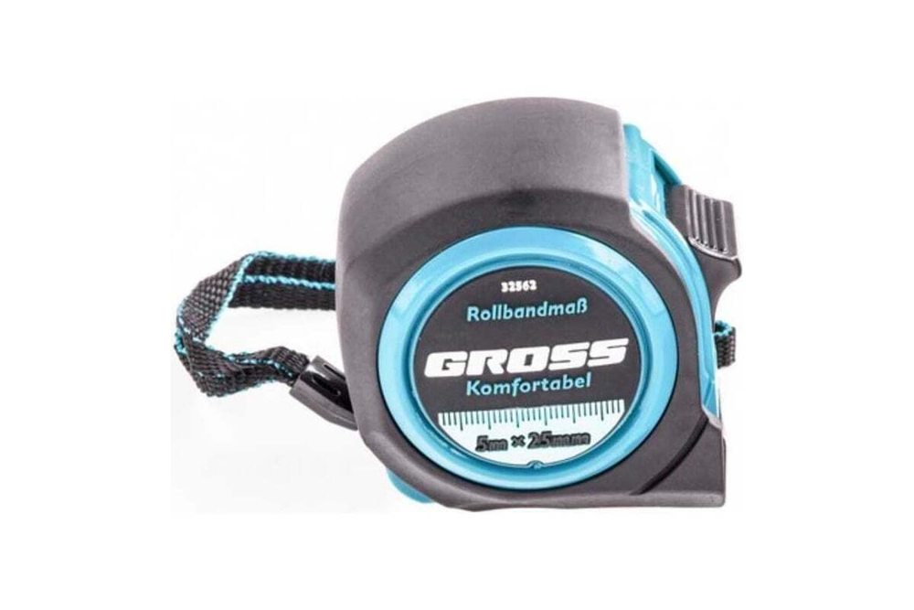 Рулетка Komfortabel, 5 м х 25 мм обрезиненный корпус GROSS 32562