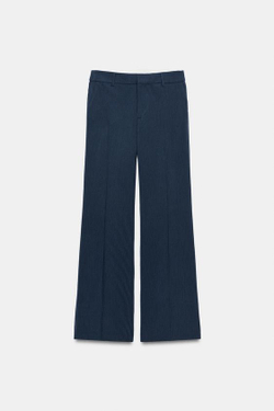 ZARA БРЮКИ ПРЯМОГО КРОЯ С НИЗКОЙ ПОСАДКОЙ, СИНИЙ